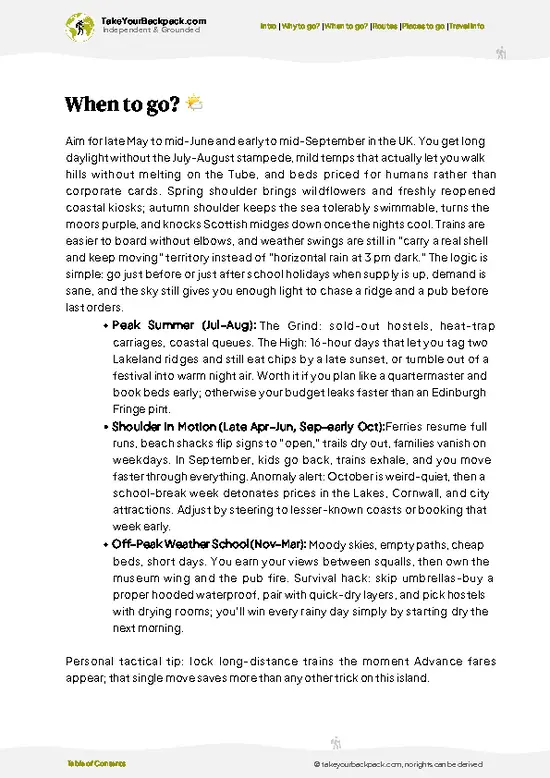example page 3 from our offline Travel Guide for United Kingdom